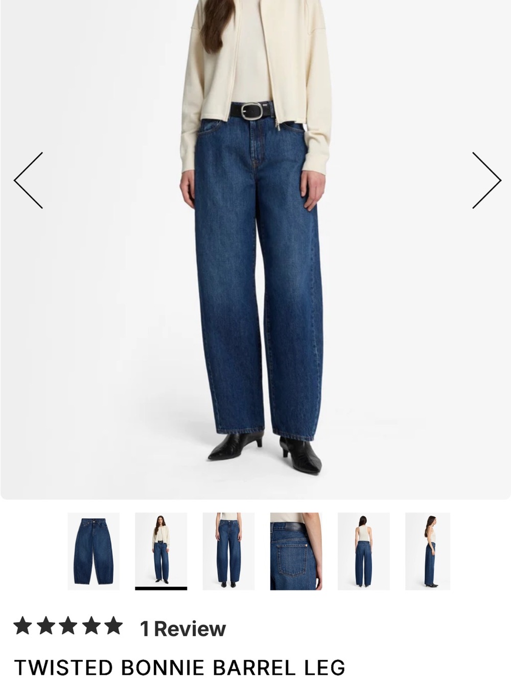 7 For All Mankind Twisted Bonnie Barrel Leg Jeans - Dark Blue